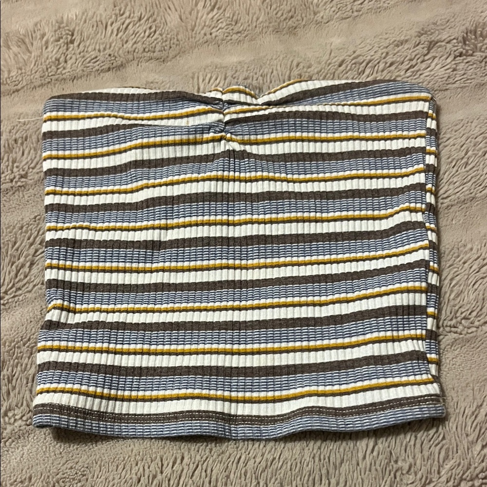 RSQ Multi-Striped Mini Skirt - Gray, Yellow, White